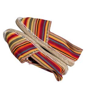 Alpargatus multi-color rainbow striped Espadrille cotton canvas Spain beachy 35